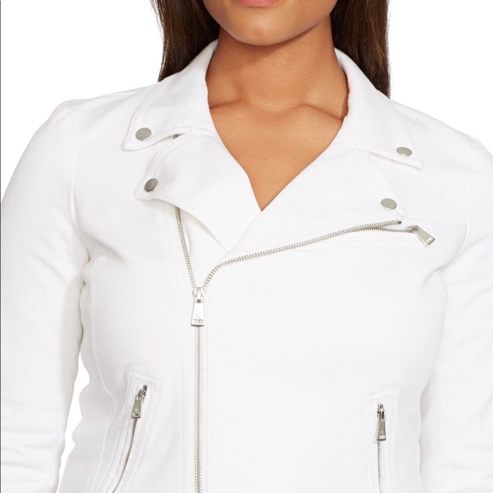 New Ralph Lauren White Plus Size Moto Jacket